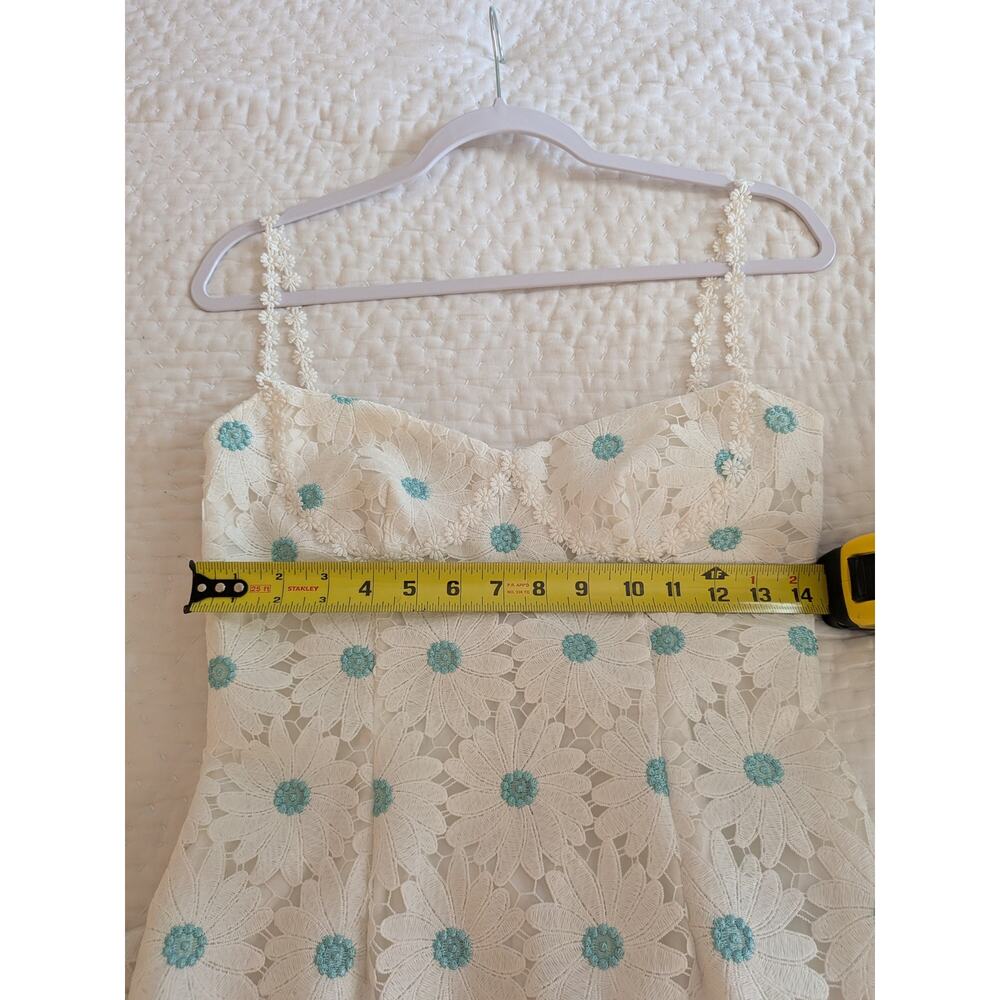 SAYLOR White Calibria Midi Dress w/ Mint Blue Daisy Flowers & Daisy Straps - Picture 10 of 12